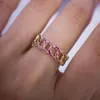 Fashion Pure Gold Jewelry Sapphire Rings Women Ladies Female Bridal Engagement Wedding Ring