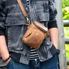 Hoge kwaliteit Crossbody Crazy Schouder Paard Kleine Huid Nieuwe Echte heren Een Heuptas Casual Vintage Rundleer Sport Trendy 10A +