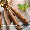 Ensemble de cuillères à manche en bois en acier inoxydable, outils de mesure, tasses, cuillères, cuisson du café, accessoires de cuisine, 4 pièces