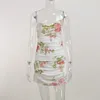 Женские купальники, женские платья, осень 2024, сексуальное мини-платье без рукавов с цветочным принтом в стиле бохо, женское вечернее элегантное платье