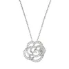 2024 Nouveau collier en argent sterling S925 de marque française classique grand pendentif camélia creux incrusté de cristal diamant de haute qualité femmes charme bijoux fille cadeau de mode