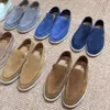 Zomerwandeling Heren Moccasins Casual schoenen Loroo Fashion Vintage Sandaal Luxurys Designer Loafer Tennis Bruin Lederen Piana Flat Dress Shoe Buiten Sneakers