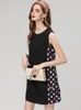 Women's Runway Dresses O Neck Sleeveless Printed Hidden Zipper High Street Fashion A Line Mini Vestidos