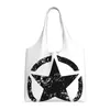 Shopping Bags Custom Military Tactical Army Star Canvas Women Reusable Big Capacity Groceries Shopper Tote Handbags