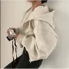 Sweats à capuche pour femmes 2024 automne rétro couleur unie zippé surdimensionné sweats à capuche femmes harajuku version coréenne à manches longues manteau court