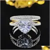 Bandringen 2024 Luxe Grote Bruiloft Set Voor Bruidsvrouwen Verlovingsvinger Feestcadeau Ontwerper Sieraden Mode Drop Levering Ring Dhas2