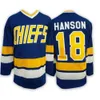 Hanson Brothers 16 17 18 Dunlop Reggie 7 Denis Lemieux 1 Chief Slap Shot Hockey Jersey S-3XL 100% Ed 4760 2336