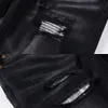 Tasarımcı Erkekler İçin Mor Kot pantolon - Modaya uygun stiller, istiflenmiş şık denim, yırtık ve ince düz pantolon - şık Avrupa sokak kıyafetleri
