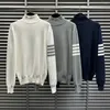 Men's Sweaters Knitted Sweater Solid Color Four Bar Autumn Winter Korean Brand High Collar Casual Top's Classical For Women