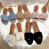 2024 New Sandals ladies suede leather top quality Sliders Mule Slipper Women Summer Fashion shoes classic Outdoor walk flat Casual shoe Slide With box loafer sandale