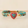 Pulseras de encanto Piedra natural Corazón Cuerda Trenzada Macrame Jaspers Amistad Wrap Pulsera Femme Joyería de las mujeres