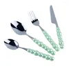 Dinnerware Sets Fashion Ceramic Handle Pearl Cutlery 1Set Stainless Steel Gift Flatware Gold 304 Knife Fork Spoon