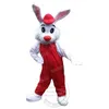 Tem um chapéu vermelho branco coelho mascote traje personagem tema dos desenhos animados carnaval unisex halloween carnaval adultos festa de aniversário roupa extravagante para homens mulheres