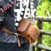 Högkvalitativ Crossbody Crazy Shoulder Horse Small Skin Ny äkta Men's One Midjepåse Casual Vintage Cowhide Läder Sports Trendy 10A+