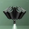 Umbrellas Light Reverse Business Ten Belt Umbrella LED Fold Closing Three Luminous Automatic Opening Bone And