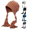 Bérets chapeau de laine doux pour créatif tricoté avec des rabats d'oreille tresses bonnet de protection des oreilles coupe-vent hiver livraison directe en plein air