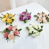 Flores decorativas 5 pçs flor artificial castiçal guirlanda casamento mesa de jantar decoração pano grinalda