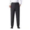 Men's Suits Velvet Lining Men Trousers Straight Suit Pants With Plush Elastic Waist Business Style Solid For Office