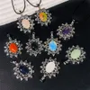 Anhänger Halsketten Naturstein Kristall Halskette Blumenhalsband Frauen Schmuck Charms Geschenk