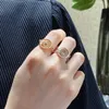 Rund designerring för kvinnor 18K Rose Gold Silver Geometric Diamond Sliding Diamonds S925 Silver Personlighet Lyxiga smycken Valentins daggåva med låda