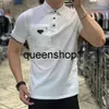 2024 Mens polo camicia di marca classica maglietta da uomo Designer tees Ricamo manica corta estate Risvolto striscia di colore solido petto lettera decorazione delle donne camicia praaada