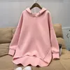 Hoodies femininos primavera outono de moda coreana de algodão longa manga longa fêmea com capuz fêmea casual casual green streetwear pullver capuz