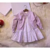 Designer Basic Casual Dresses Girls 'Spring Two Piece Set Woolen Sticked Long Sleeve Dress Liten Fresh Style Cotton