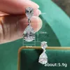 Stud Huitan Crystal Water Drop Cubic Zirconia Dangle Earrings Silver Color Temperament Drop Earrings for Women WeddTrendy Jewelry J240120