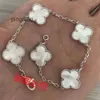 Biżuteria Projektant Sieć Van Four Leaf Clover Bracelet Cleef Van Bracelets Highversion Lucky Flower Dubleded 18K Rose Gold Red Chalcedony Titanium Stael Van House