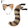 Chapeaux de fête Nouveau renard oreilles de chat chapeaux moelleux oreilles d'animaux bandeau oreilles cheveux cerceau queue ensemble pour Halloween fête Cosplay accessoires robe YQ240120