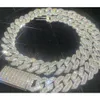 Selling 15mmt Square 925 Silver Inset Moissanite Hip Hop Cuban Chain Mai Ah Secret Chain Simulation Drill Collar