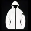 Stone Jacket Island Märke Mäns reflekterande träning Huven Hooded Sports Windbreaker Running Fashion Night Reflective Is Land Jackets Ytterkläderrock