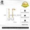 Stud ORSA JEWELS 14K Or Véritable 925 SterlSilver Dangle Pearl Boucles d'oreilles avec perle baroque naturelle triée sur le volet pour les femmes GPE80 J240120