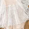 Rompers Infant Born Baby Girls Knit Jumpsuits Cute Lace Sleeve Round Neck Solid Color Bodysuit Tutu Dress