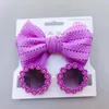 Hair Accessories 2Pcs Baby Girls Set Fashion Sun Flower Sunglasses Bow Hairband Head Bands Summer Beach Pography Props