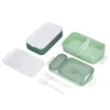Посуда Коробка для бенто для еды Нержавеющая сталь 304 ABS Нет BPA Доступна микроволновая печь Зеленый 2-слойный герметичный обед для офиса