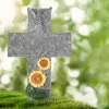 Décorations de jardin Croix Memorial Stone Résine Grave Tournesol Marqueurs Tombstone Statue Statut Ornement Figurine extérieure