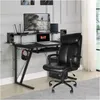 Chaise de bureau de bureau de meubles de chambre à coucher avec cuir PU de haute qualité, hauteur / inclinaison réglable, pivotant à 360 degrés, 300 lb, noir, livraison directe H Dhldm