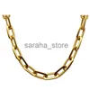 Pendant Necklaces Thick Flat Rounded Rectangle Gold-color Link Chain Necklace Men Women Stainless Steel Fashion Jewelry 1 Piece J240120