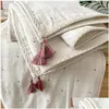 Filtar Swaddling Retro Cotton Quilt Baby Filt Bohemian Japanese Style Children Air Conditioning Born Plain Bedclothes Drop Delive Dh38a