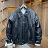 Winter new American style lapel loose white duck down leather jacket, down jacket, men's down jacket