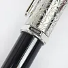 Santos-Dumont De CT Heptagon Black Barrel Snow Flower Pattern Luxury Metal Ballpoint Pen Silver Trim With Serial Number