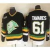 Vintage 2008 London Knights Hockey Jerseys Mens John Tavares #61 Jersey Ed Black White Shirts Men 7951 6913