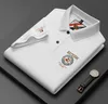 High End Ice Silk Comfortable and Breathable T-shirt Men Short Sleeve Summer Fashion Letter Brand Embroidered Casual Polo Shirt {category}