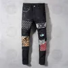 Ontwerpersjeans Distressed Ripped Biker Slim Straight Denim voor heren Print Damesmode Mans skinny broek