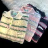 Męskie swetry 2024 Japońskie retro polo szyi w paski SWEATER jesień i zima mężczyźni/kobiety luźne leniwe w stylu morskie włosy pullover