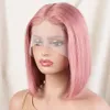 Short Cut Colored Pink Bob Lace Wigs Blonde Human Hair Wigs 180D Transparent Ombre Brazilian Orange Straight Lace Front Wigs