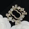 Nouvelle broche de mode pleine de diamants personnalité revers élégant polyvalent tempérament épingle pull accessoires or rouge perle diamant ruban laiton une broche 132