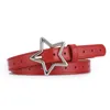 Belts Korean Spicy Girl Pink PU Leather Thin Belt Metal Fashion Buckle Five-point Star Waistband Women Y2K Versatile Decoration