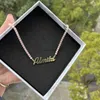 Hanger Kettingen 2021 Mode Aangepaste Naam Ketting Personlized Letters Hanger Zirkoon Ketting Glitterstainless Stalen Choker Sieraden Voor Vrouwen J240120